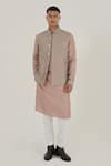 Dhruv Vaish_Pink Silk Embroidery Thread Work Jawahar Jacket _Online_at_Aza_Fashions