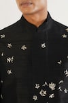 Buy_Dhruv Vaish_Black Silk Embroidery Thread Metallic Floral Jawahar Jacket _Online_at_Aza_Fashions