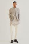 Buy_Dhruv Vaish_Grey Silk Embroidery Thread Floral Jawahar Jacket _at_Aza_Fashions