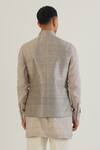 Shop_Dhruv Vaish_Grey Silk Embroidery Thread Floral Jawahar Jacket _at_Aza_Fashions