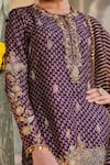 Shop_Label Niti Bothra_Purple Silk Print Floret Butti Round Neck Short Kurta Sharara Set _Online_at_Aza_Fashions