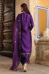 Shop_Label Niti Bothra_Purple Pure Silk Embroidered Zardozi Round And Sequin Kurta Pant Set _at_Aza_Fashions