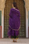 Shop_Label Niti Bothra_Purple Pure Silk Embroidered Zari V Neck Anarkali And Pant Set _at_Aza_Fashions