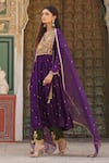 Buy_Label Niti Bothra_Purple Pure Silk Embroidered Zari V Neck Anarkali And Pant Set _Online_at_Aza_Fashions