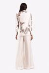 Shop_Onaya_Off White Silk Embroidered Bead Jacket Floral Vine Pattern Flared Pant Set _at_Aza_Fashions