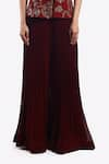 Onaya_Maroon Silk Embroidered Cheed Metallic Zari Peplum Top With Flared Pant _Online_at_Aza_Fashions