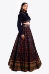 Buy_Onaya_Blue Georgette Embellished Pipes Shirt Floral Vine Pattern Lehenga With Blouse _Online_at_Aza_Fashions