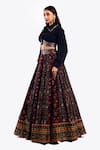 Onaya_Blue Georgette Embellished Pipes Shirt Floral Vine Pattern Lehenga With Blouse _at_Aza_Fashions