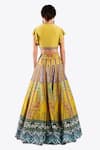 Shop_Onaya_Yellow Crepe Embellished Pipes Floral Geometric Pattern Lehenga With Blouse _at_Aza_Fashions