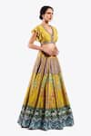 Shop_Onaya_Yellow Crepe Embellished Pipes Floral Geometric Pattern Lehenga With Blouse _Online_at_Aza_Fashions