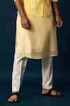 Buy_YOSEBA_Yellow Nehru Jacket And Kurta Bam Silk Embroidery Cutdana & Pyjama Set _Online_at_Aza_Fashions