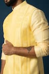 Shop_YOSEBA_Yellow Nehru Jacket And Kurta Bam Silk Embroidery Cutdana & Pyjama Set _Online_at_Aza_Fashions