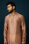 YOSEBA_Pink Kurta Bam Silk Embroidery French Knot Sienna With Pyjama _at_Aza_Fashions