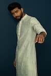 Buy_YOSEBA_Green Kurta Chanderi Silk Embroidery Thread Star Cutdana Straight With Pyjama 