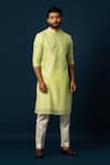 Buy_YOSEBA_Green Kurta Chanderi Silk Lawn With Pyjama _at_Aza_Fashions