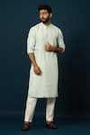 Buy_YOSEBA_Blue Kurta Bam Silk Embroidered Mirror With Pyjama _at_Aza_Fashions