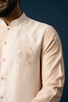 Shop_YOSEBA_Peach Kurta Bam Silk Embroidered Thread Zardozi With Pant _Online_at_Aza_Fashions