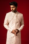 Buy_YOSEBA_Pink Sherwani Silk Embroidered Thread Zardozi With Pyjama _Online_at_Aza_Fashions