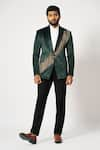 Buy_YOSEBA_Green Blazer Velvet Embroidered Sequin Gotham Shimmering With Trouser _at_Aza_Fashions