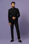 Buy_YOSEBA_Black Premium Suiting Fabric Embroidered Sequin Bandhgala With Trouser _at_Aza_Fashions