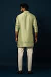 Shop_YOSEBA_Green Kurta Bam Silk Textured Pintuck Detail With Pyjama _at_Aza_Fashions