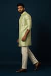 Buy_YOSEBA_Green Kurta Bam Silk Textured Pintuck Detail With Pyjama _Online_at_Aza_Fashions