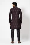 Shop_YOSEBA_Brown Achkan Premium Suiting Embroidered Carob Double Tiered With Trouser _at_Aza_Fashions