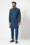 Buy_YOSEBA_Blue Achkan Premium Suiting Embroidered Cutdana Azure With Trouser _Online_at_Aza_Fashions