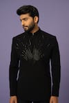 Shop_YOSEBA_Black Bandhgala Stretchable Premium Suiting Embroidered Cutdana With Trouser _Online_at_Aza_Fashions