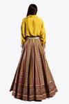 Shop_Onaya_Yellow Silk Embellished Floral Geometric Pattern Lehenga With Draped Blouse _at_Aza_Fashions