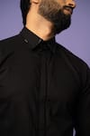 Shop_YOSEBA_Black Premium Cotton Embroidered Sequin Stygian Placement Shirt _Online_at_Aza_Fashions