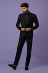 Buy_YOSEBA_Black Blazer Premium Suiting Embroidered Cutdana With Trouser _at_Aza_Fashions