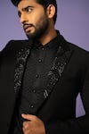 YOSEBA_Black Blazer Premium Suiting Embroidered Cutdana With Trouser _at_Aza_Fashions