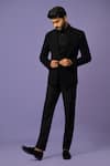 Buy_YOSEBA_Black Stretchable Embroidered Pintuck Detailed Blazer With Trouser _at_Aza_Fashions