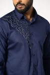 Shop_YOSEBA_Blue Premium Cotton Embroidered Cutdana Shirt _Online_at_Aza_Fashions