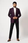 Buy_YOSEBA_Wine Premium Suiting Embroidered Chid Sangria Grammy Blazer With Trouser _at_Aza_Fashions