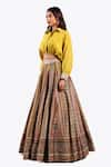 Buy_Onaya_Yellow Silk Embellished Floral Geometric Pattern Lehenga With Draped Blouse _Online_at_Aza_Fashions