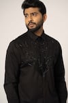 Shop_YOSEBA_Black Premium Cotton Embroidered Cutdana Shirt _Online_at_Aza_Fashions