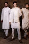 Buy_YOSEBA_Ivory Bundi And Kurta Bam Silk Embroidered Mirror Aaina Set 