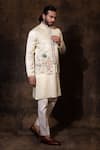 YOSEBA_Green Bundi And Kurta Linen Satin Embroidered Palm Vasundhara Set _Online_at_Aza_Fashions