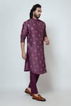 Buy_YOSEBA_Purple Kurta Bam Silk Embroidered Zardozi Petals And Pant Set _Online_at_Aza_Fashions