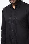 Shop_YOSEBA_Black Premium Cotton Embroidered Cutdana Shadow Weave And Chid Work Shirt _Online_at_Aza_Fashions