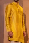 YOSEBA_Yellow Kurta Bam Silk Embroidered Thread Peeli Palak Linear And Pant Set _at_Aza_Fashions