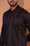 Buy_YOSEBA_Black Premium Cotton Embroidered Thread Volt And Cutdana Shirt _Online_at_Aza_Fashions