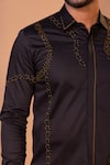 YOSEBA_Black Premium Cotton Embroidered Thread Volt And Cutdana Shirt _at_Aza_Fashions