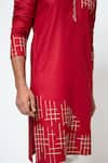 Buy_YOSEBA_Red Kurta Cotton Silk Embroidered Thread Charm Box Work And Pant Set 