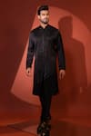 Buy_YOSEBA_Black Kurta Linen Satin Embroidery Cutdana With Pant _at_Aza_Fashions