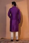 Shop_YOSEBA_Purple Nehru Jacket Bam Silk Embroidery Geometric Kurta Set _at_Aza_Fashions