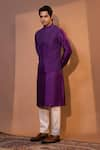 Buy_YOSEBA_Purple Nehru Jacket Bam Silk Embroidery Geometric Kurta Set _Online_at_Aza_Fashions