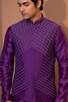 Buy_YOSEBA_Purple Nehru Jacket Bam Silk Embroidery Geometric Kurta Set 